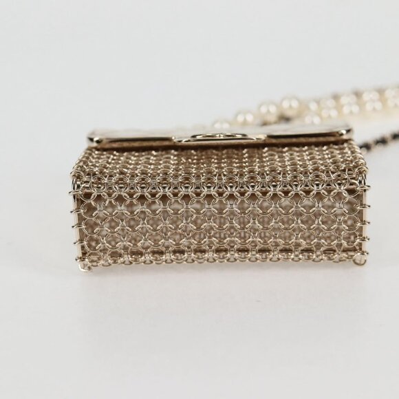 CHANEL Matelasse 2021S Pearl Necklace Metal Gold tone CC Auth 131853SM - Picture 6 of 16